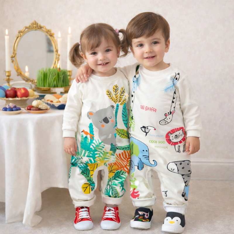 1034 سرهمی های پنبه صد درصد دور‌و ، پک پنج عددی( ۶ ماه تا ۳۶ ماه )