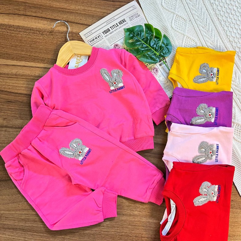 بلوز شلوار دورس گلدوزی little rabbit سایز 1 تا 5 سال (کد 1020) پک5عددی