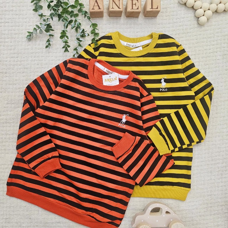 1047 بلوز راه راه گلدوزی polo ، پارچه دورس دونخ تیپ لاکرا رینگر ، پک 3عددی