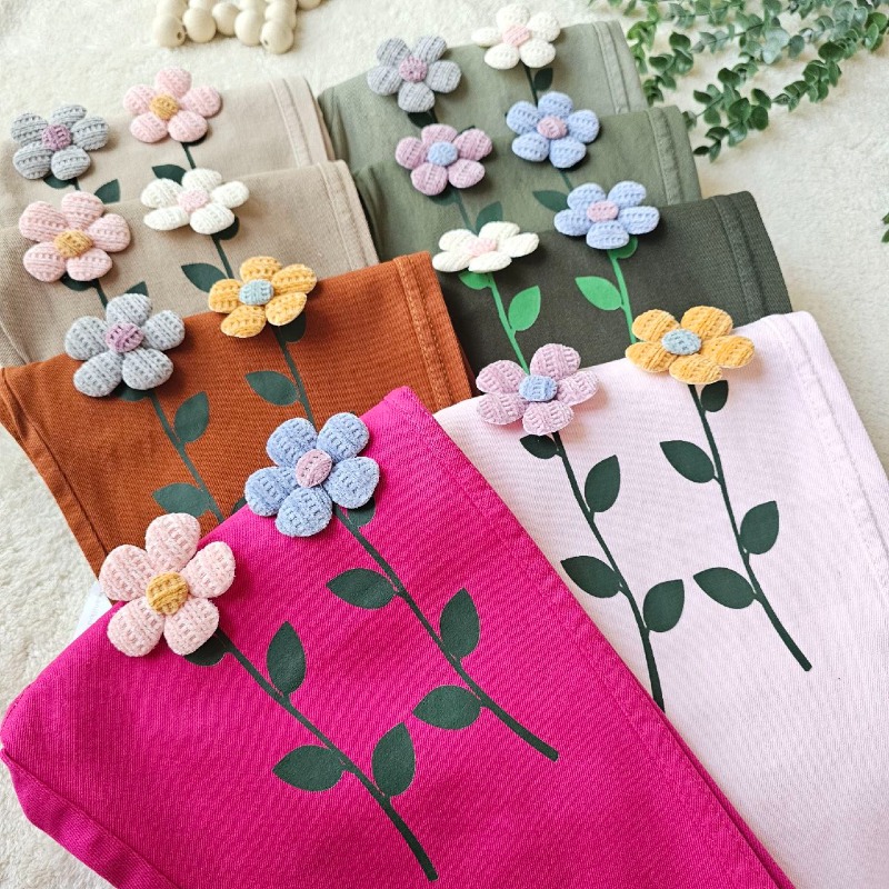 6027 شلوار کتان گلدار پنبه 5 الی 8 سال (پک4عددی)