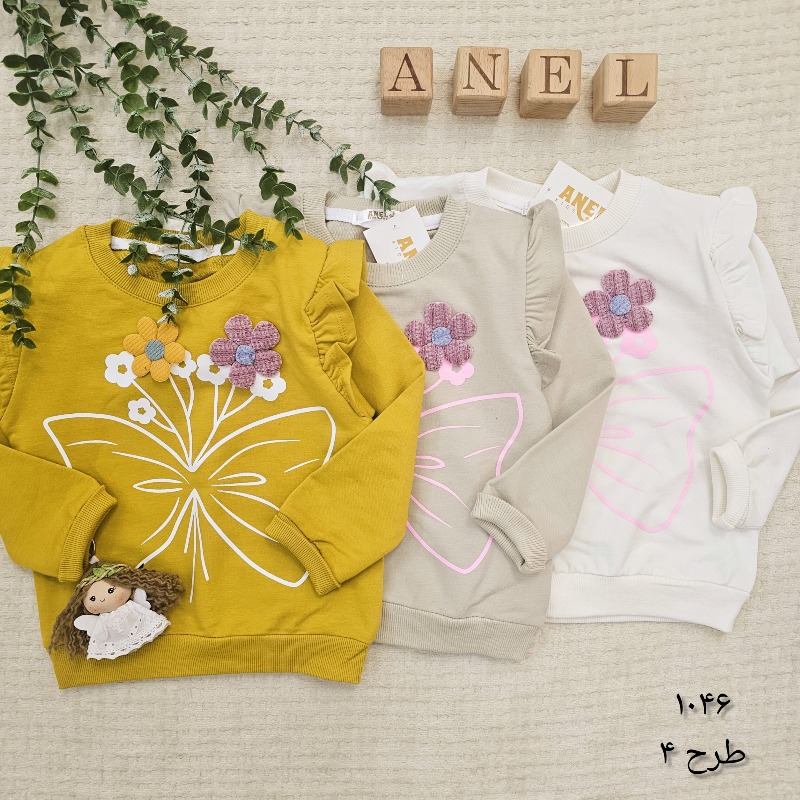 1046 بلوز تک گلدار آستین چین دار دخترانه