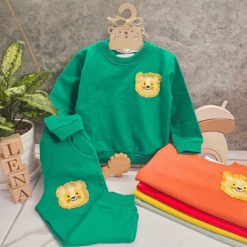 بلوز شلوار دورس گلدوزی شیر سایز 1 تا 5سال (کد 1023 ) پک۵ عددی