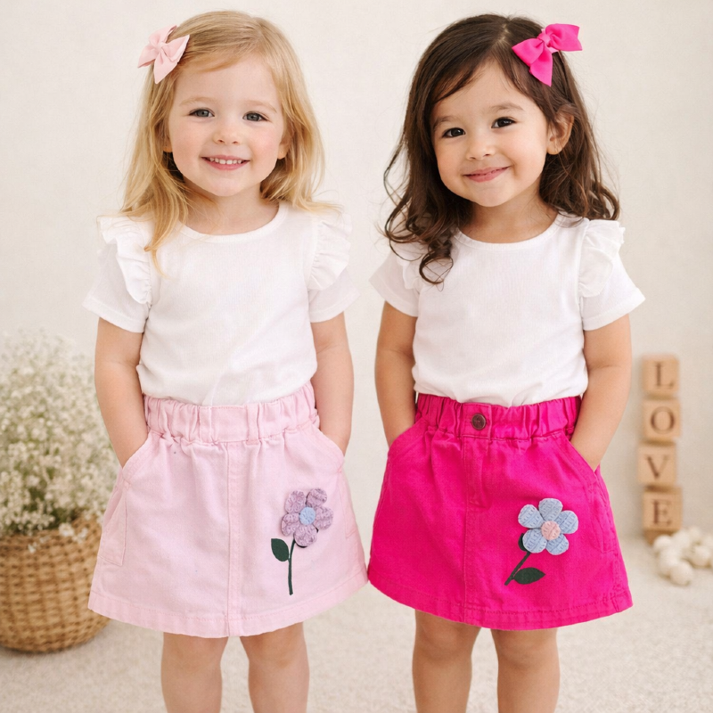 1004 دامن کتان پک ۳ عددی (دو گروه سایزی)