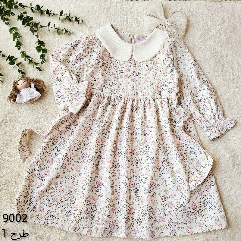 9002 پیراهن مخمل کبریتی دخترانه (پک۲عددی) ۳۰ الی ۵۵