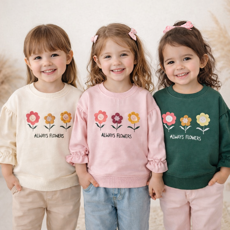 2017 بلوز آستین پفی دخترانه (پک۳عددی)