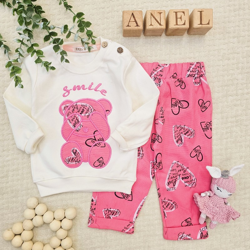 (کد 1003) بلوز شلوار نقلی چوبکاری تدی smail گلدوزی ( پک چهار عددی)