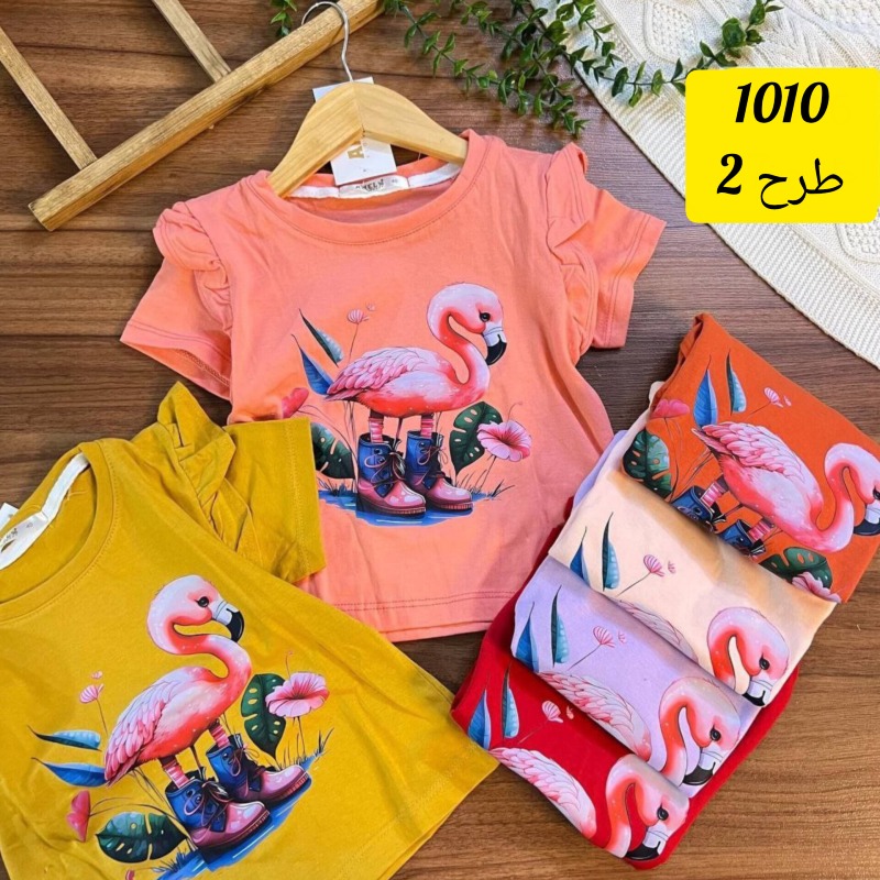 1010 تیشرت سرشانه چین ، پک4عددی