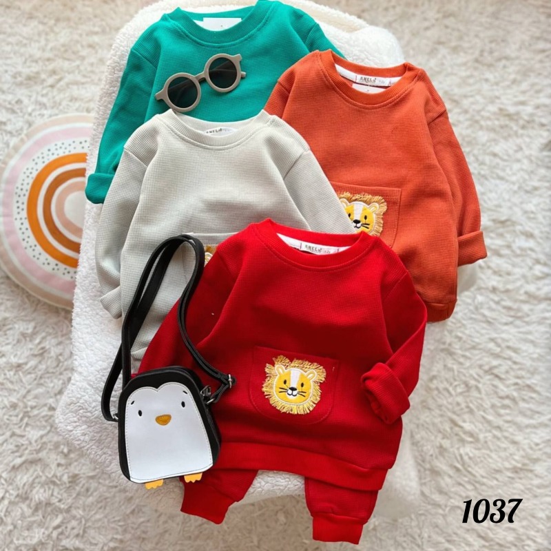 1037 بلوز شلوار شیر بیسکویتی پنبه ، پک پنج عددی ( ۱ تا ۵ سال )