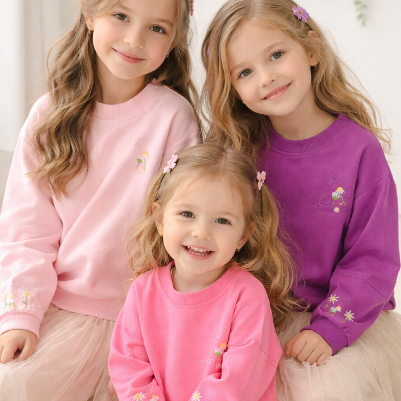 3013 بلوز دورس آستین گلدوزی بابونه دخترانه