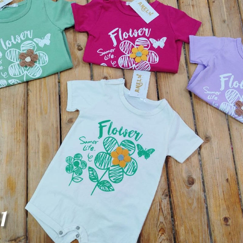 1031 رامپرهای flower آستین کوتاه آنیل (پک۵عددی)